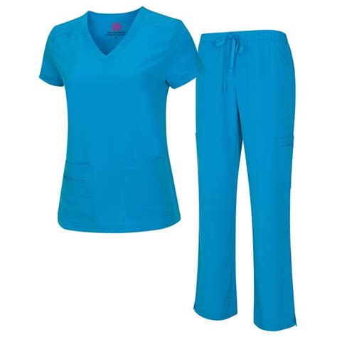 Mandm Scrubs Womens Breathable Cool Stretch Fabric Scrub Top And Cargo