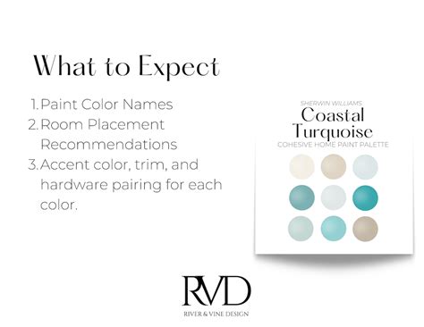 Sherwin Williams Coastal Turquoise Paint Palette Cohesive Etsy