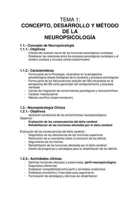 Parte Neuro Apuntes Tema Concepto Desarrollo Y M Todo De La