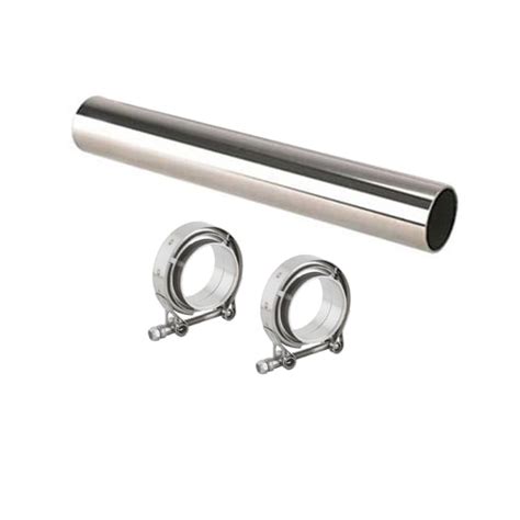 Polished Stainless Steel Exhaust Tube And V Band Clamps 3 Inch