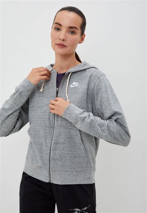 Толстовка Nike W NSW GYM VNTG EASY FZ HOODIE, цвет: серый, MP002XW0JKDQ ...