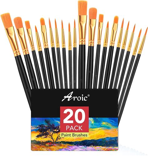 Comprar AROIC Acrylic Paint Brush Set 2 Packs 20 Pcs Nylon Hair