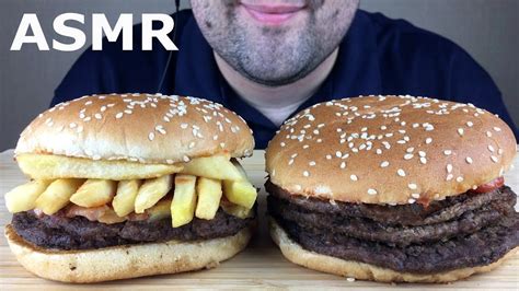 Asmr Eating Burger King Triple Whopper And Burger Fries With Bacon