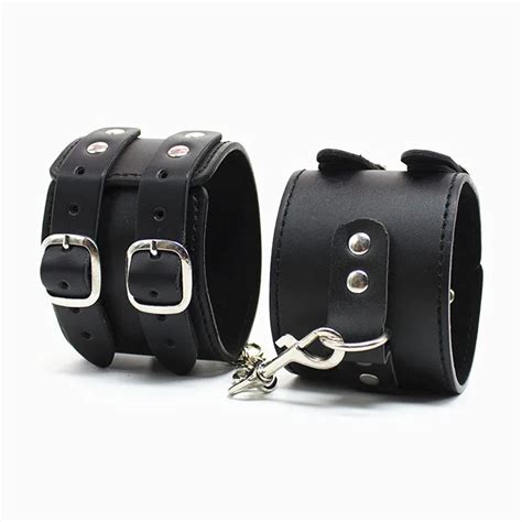 Double Breasted Women Men Handcuffs For Sex PU Leather Handcuffs