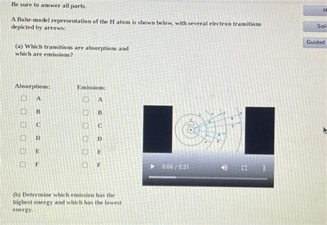 H Be Sure To Answer All Parts A Bohr Model