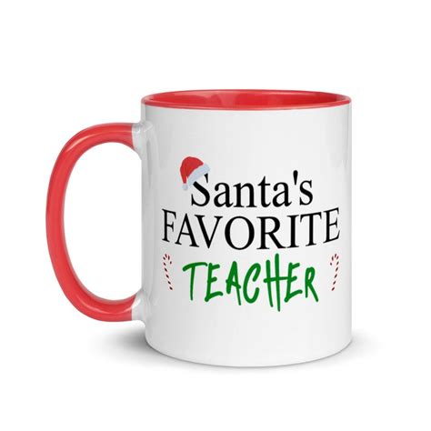 Santas Favorite Teacher Mug Christmas Teacher Mug Cute Etsy