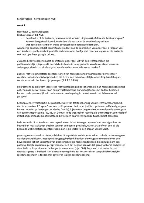 Kernbegrippen Awb Samenvatting Kernbegrippen Samenvatting Boek