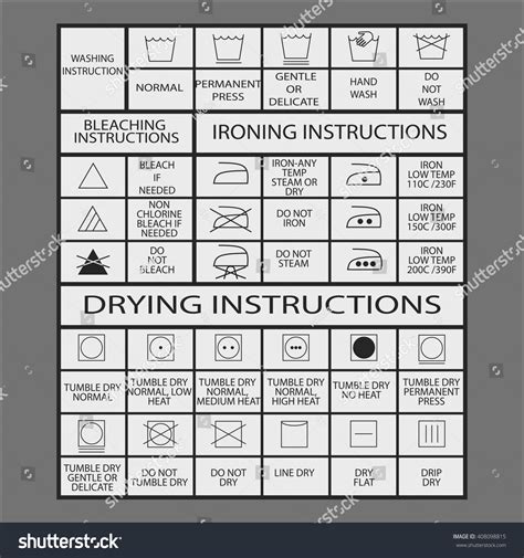 Icon Set Laundry Symbols Vector Illustration Stock Vector Royalty Free