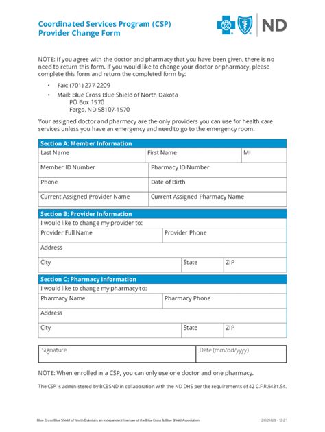 Fillable Online Coordinated Services Program Csp Provider Change Form