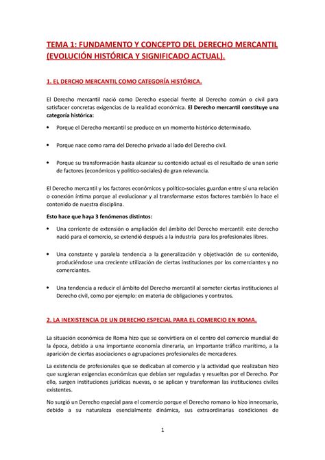 Tema Fundamento Y Concepto Del Derecho Mercantil Tema Fundamento