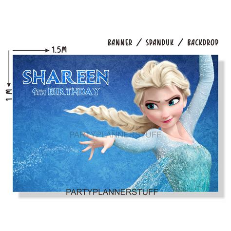 Frozen Elsa Theme Banner Backdrop Banner Custom Frozen Elsa Happy