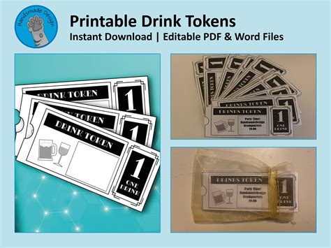 Printable Drink Tokens Editable Drinks Tickets Etsy