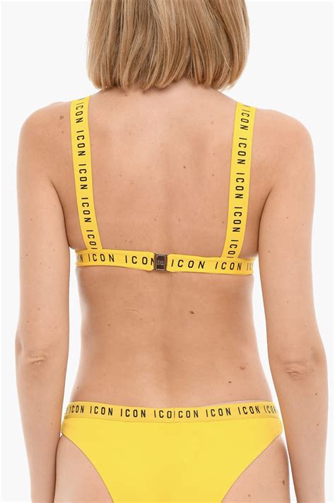 Dsquared Icon Triangle Bikini Top With Printed Contrasting Logo Women Glamood Outlet