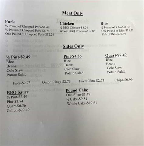 Online Menu Of Hooks Bar Bbq Restaurant Opp Alabama Zmenu