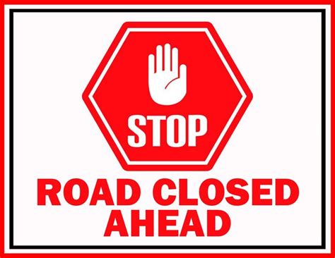 Printable Road Closed Ahead Sign Free Download