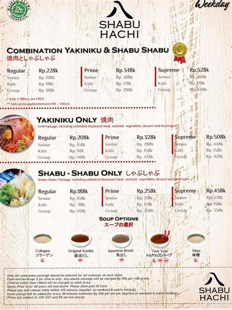 Menu Shabu Hachi Terlengkap Disertai Ketentuan Dan Harganya