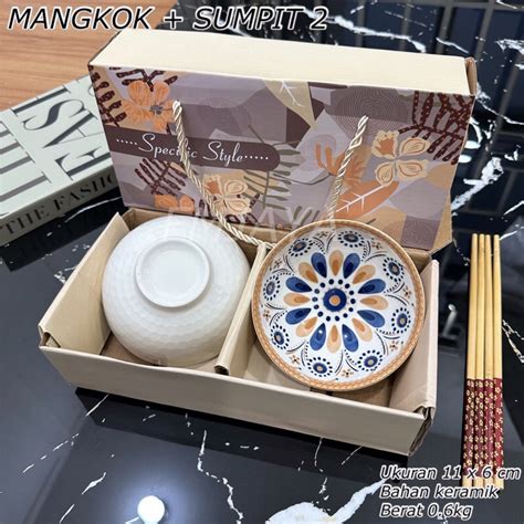 Jual Mangkok Sumpit Ceramic Bowl Set Hampers Mangkok Set