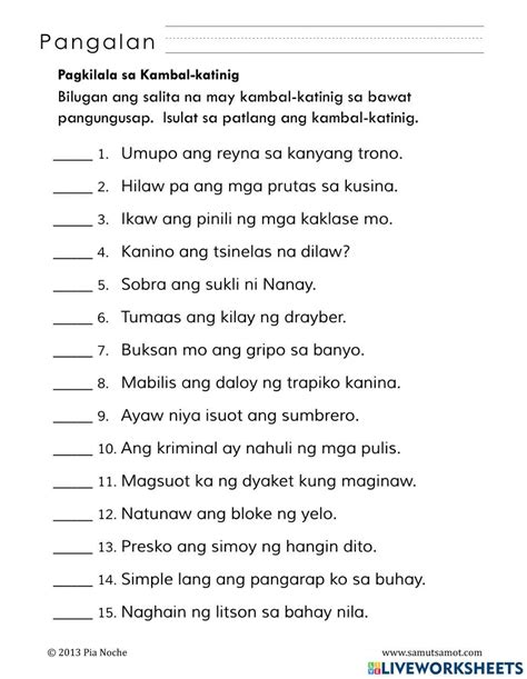 Kambal Katinig Online Exercise For Live Worksheets