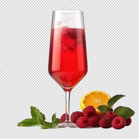 Premium PSD Raspberry Lemonade Mimosa Cocktail Isolated On