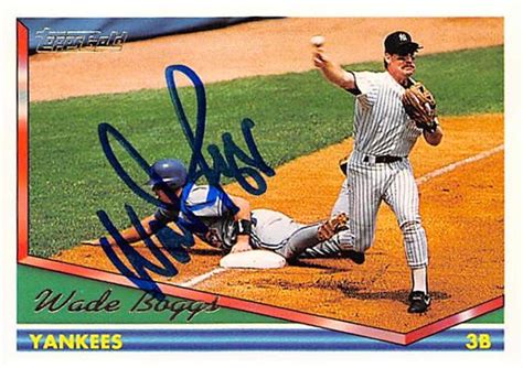 Wade Boggs Autographed Baseball Card New York Yankees Topps