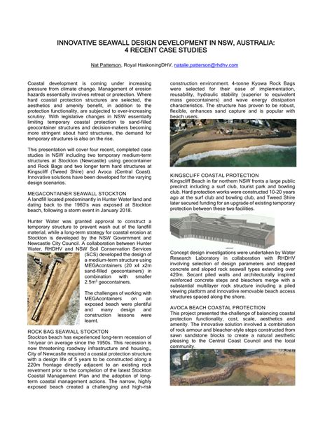 (PDF) INNOVATIVE SEAWALL DESIGN DEVELOPMENT IN NSW, AUSTRALIA: 4 RECENT ...