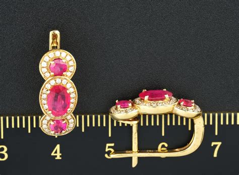 18ct Yellow Gold Ruby And Diamond Drop Earrings Britannia Jewellery