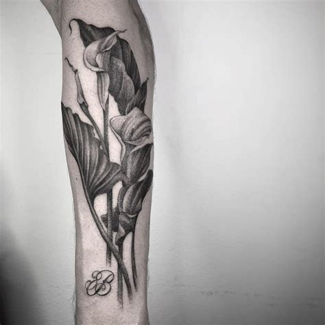 Black And White Lily Tattoo Sleeve