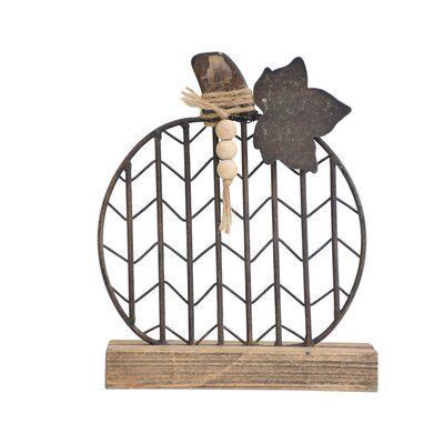 The Holiday Aisle H Wood And Metal Pumpkin Accent Tabletop Decor