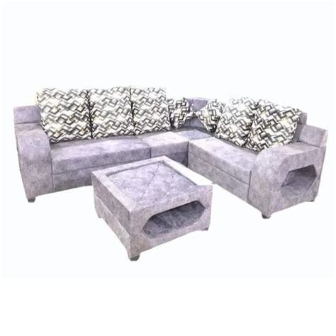 Engineered Wood Wooden Seater L Shape Grey Sofa Set At Rs Set