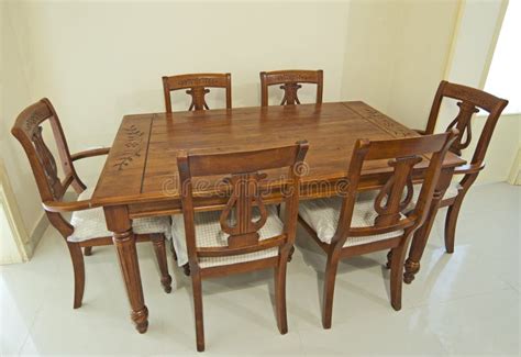 Wooden Dining Table and Chairs Stock Photo - Image of home, dining ...