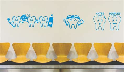 Vinil Decorativo Pared Set De 3 Imágenes Clínica Dental Meses sin