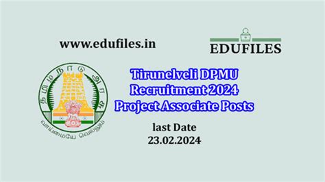 Tirunelveli Dpmu Recruitment Project Associate Posts Edu Files