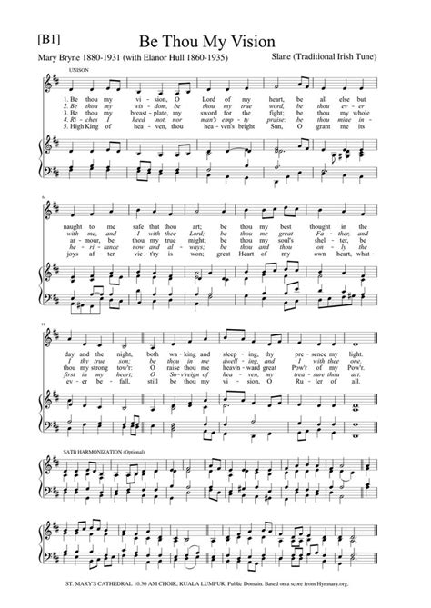 Be Thou My Vision Slane Sheet Music For Piano Voice Download Free In