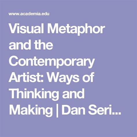 Visual Metaphor And The Contemporary Artist Ways Of Thinking And