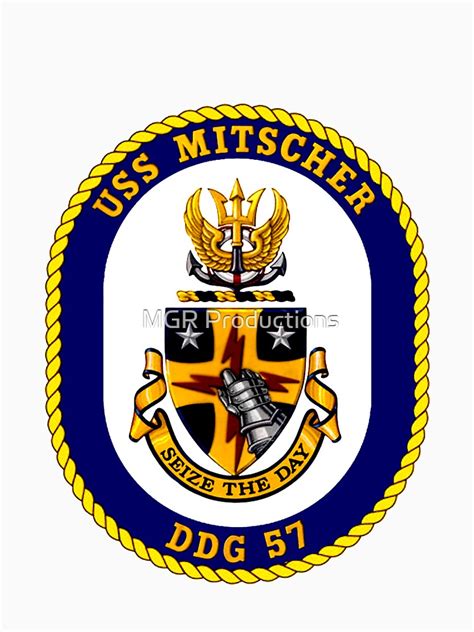 Ddg 57 Uss Mitscher Crest T Shirt By Quatrosales Redbubble