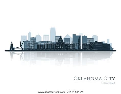 Oklahoma City Skyline Silhouette Reflection Landscape Stock Vector (Royalty Free) 2116113179 ...