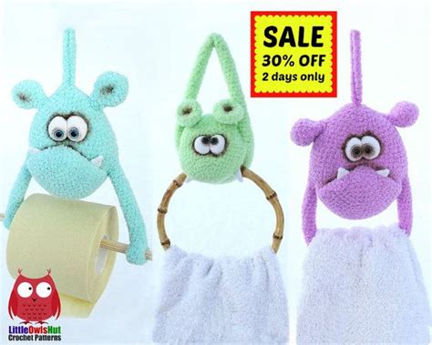 124 Crochet Pattern Useful Monsters Toilet Paper Roll Holder Towel