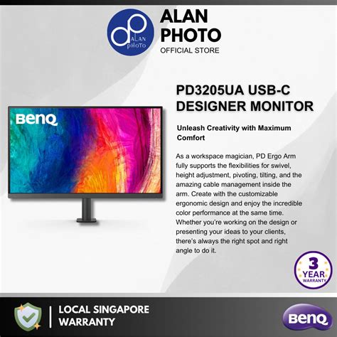 Benq Designvue Pd2705ua Pd3205ua Ergo Arm 4k Uhd Srgb Hdr10 Usb C Designer Monitor Benq