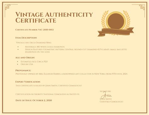 Free Printable Authenticity Certificate Templates To Customize Online