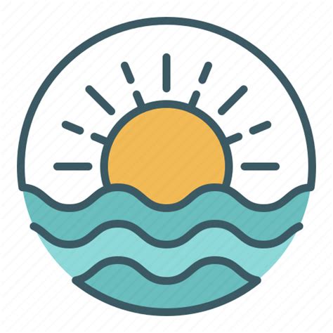 Circle Ocean Sea Summer Sun Sunrise Sunset Icon Download On