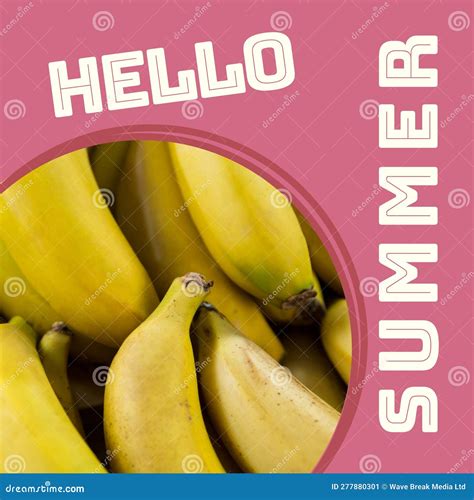 Composite Of Hello Summer Text On Pink Background And Close Up Of Fresh