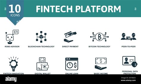 Fintech Platform Icon Set Collection Contain Direct Payment Robo