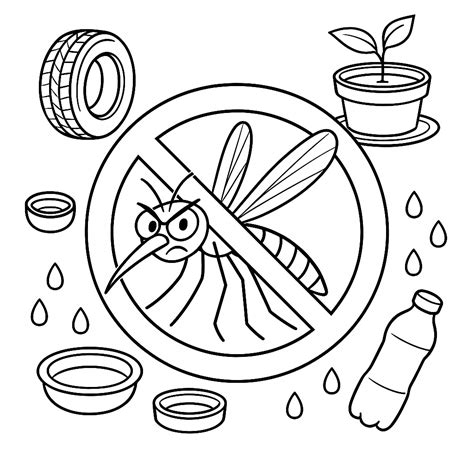 Desenho Contra A Dengue - Desenhos do Mosquito da Dengue para Colorir: Prevenção com Diversão ...