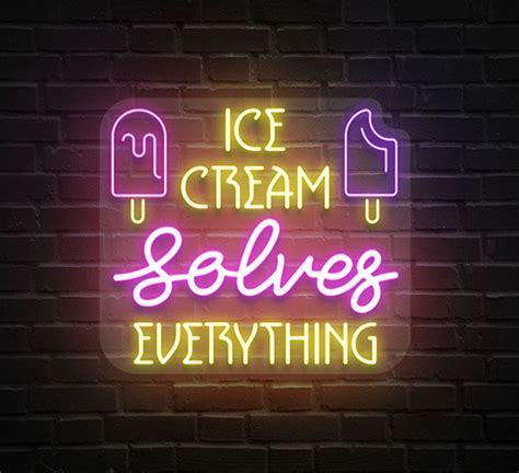 Ice Cream Solves Everything Neon Sign Custom Ice Cream Solves Everything Neon Sign