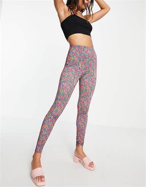 Asos Design Legging In Lilac Floral Print Asos