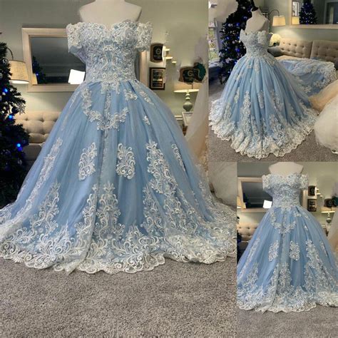 Sky Blue And White Wedding Dresses