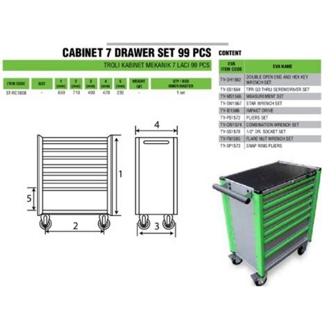 Jual TKR ROLLER CABINET 7 DRAWER ISI 99 PCS ST RC1808 Shopee Indonesia