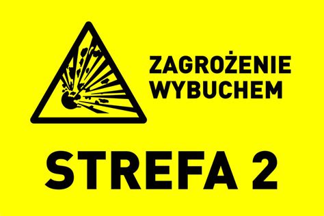 Strefa zagrożenia wybuchem 2 z piktogramem naklejka samoprzylepna