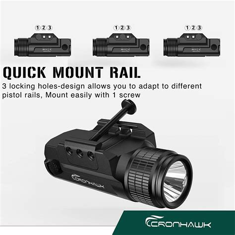 Buy CRONHAWK Pistol Flashlight Rechargeable 700 Lumen Rail Mounted