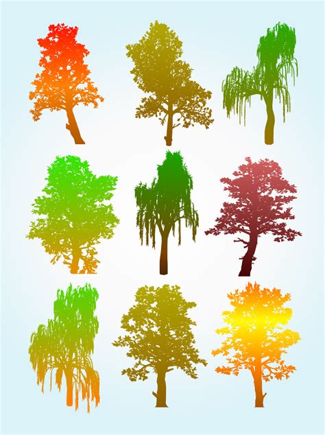 Colorful Tree Silhouette Graphics Vector Art & Graphics | freevector.com